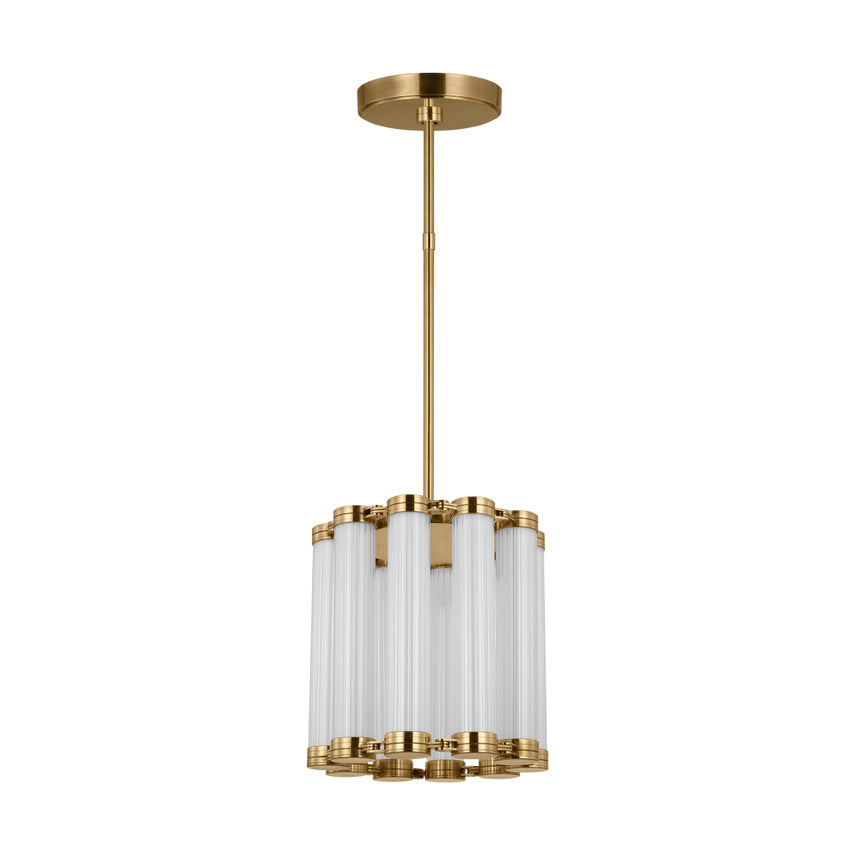 Avroko Alo Medium LED Fluted Glass Pendant Light Brass by Visual & Comfort & Co