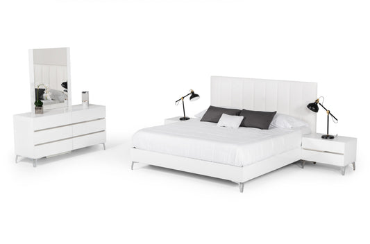 Nova Domus Angela Italian Modern White Eco Leather Bedroom Set