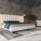 Nova Domus Angela Italian Modern White Eco Leather Bed with Nightstands and Wings