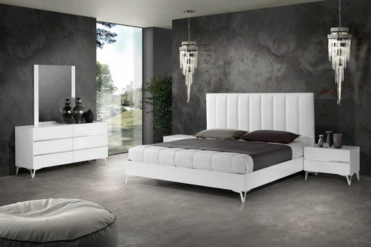 Nova Domus Angela Queen Italian Modern White Eco Leather Bedroom Set