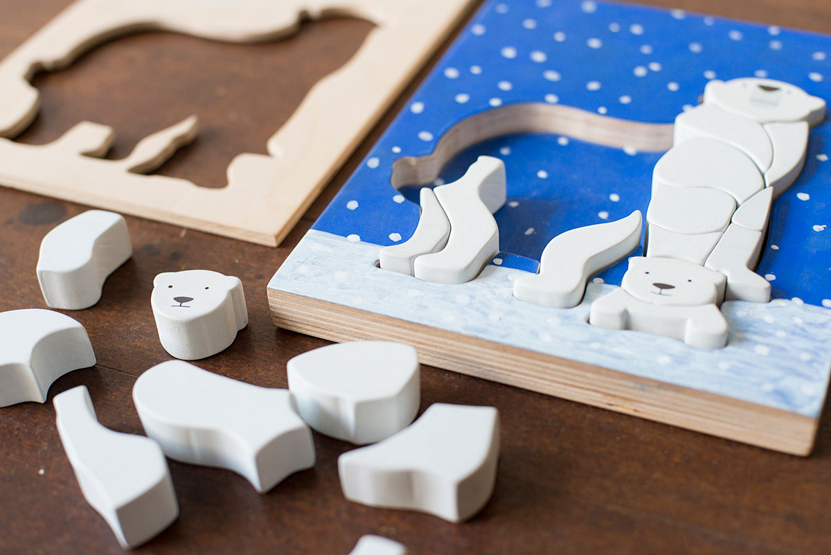 Eguchi Toys Polar Bear Puzzle – pieces taken out of the frame
