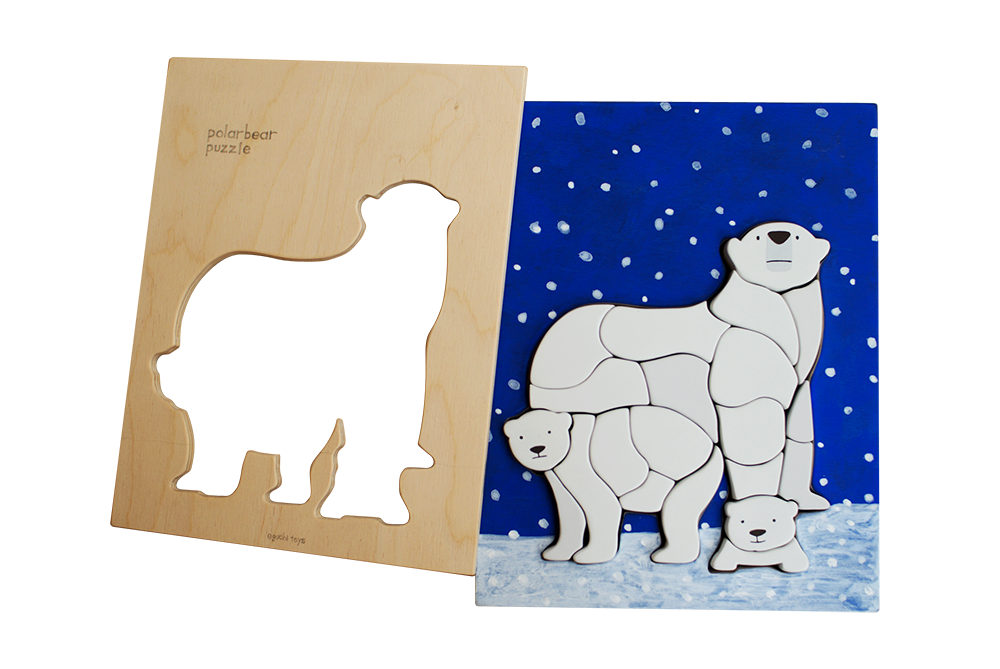 Eguchi Toys Polar Bear Puzzle – bear-shaped frame and puzzle on white