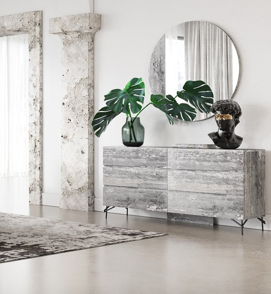 Nova Domus Aria Italian Modern Multi Grey with texture Round Mirror