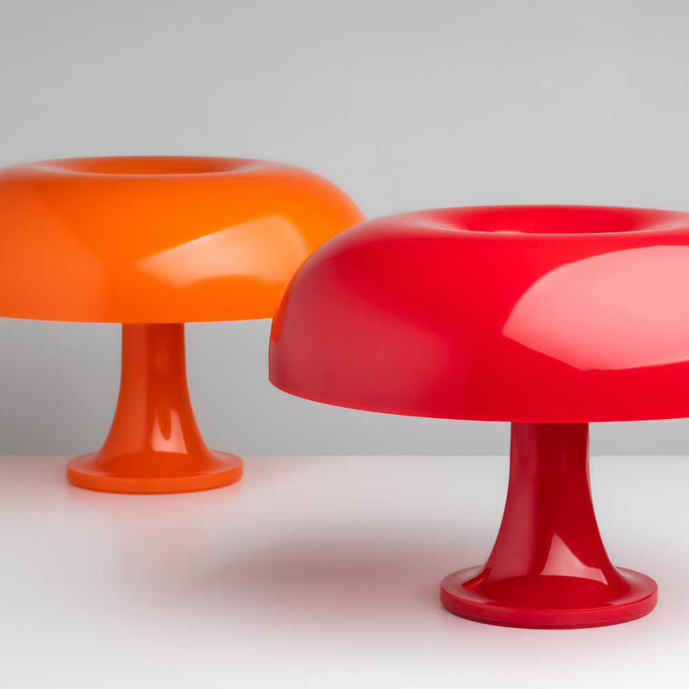 Artemide Nessino table lamp by Giancarlo Mattioli in red and orange