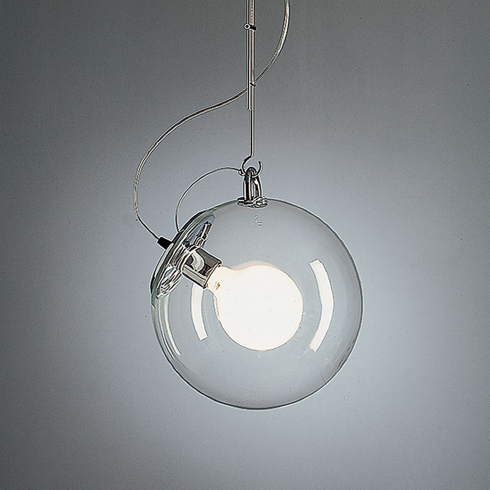 Artemide Miconos Suspension pendant detail by Ernesto Gismondi in chrome finish