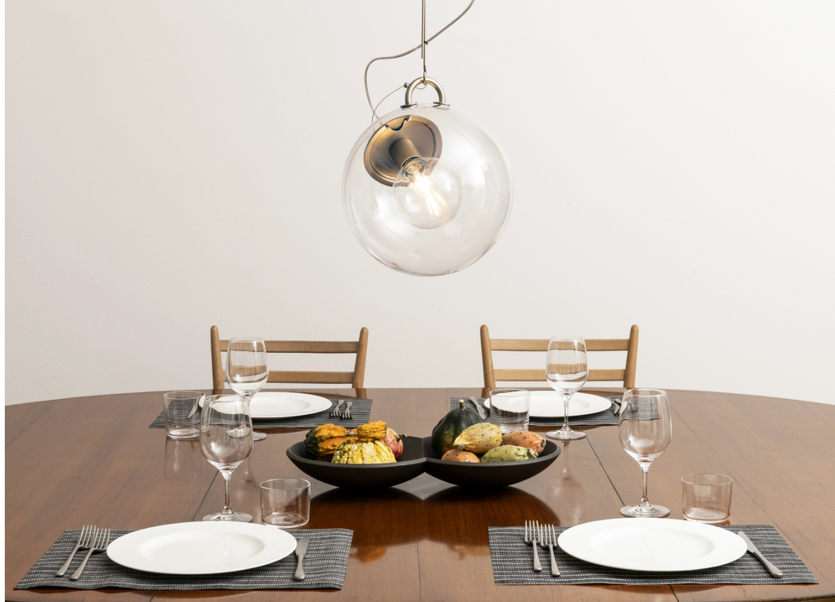 Artemide Miconos designer pendant with transparent glass globe