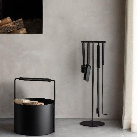 blomus Ashi Firewood Basket Black Handle