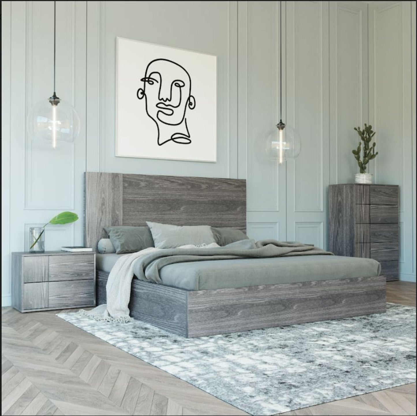 Nova Domus Asus Italian Modern Elm Grey Bed