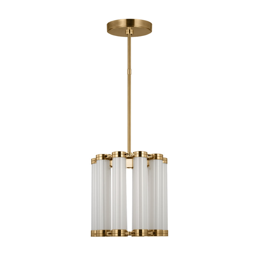 Avroko Alo Medium LED Fluted Glass Pendant Light Brass by Visual & Comfort & Co