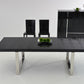 A&X Skyline Modern Black Crocodile Lacquer Extendable Dining Table