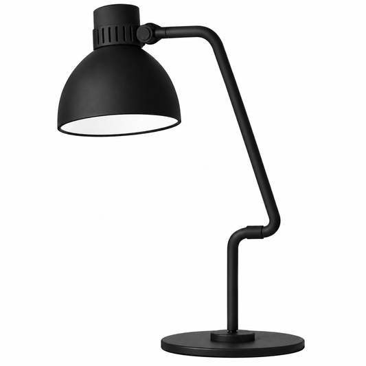 B.lux Blux System T40 Small articulated table lamp in matte black finish with adjustable arm and metal shade, SKU BX-736020U.