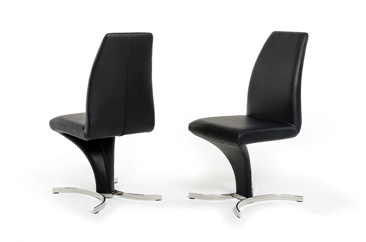 Nix Modern Black Leatherette Dining Chair Set of 2