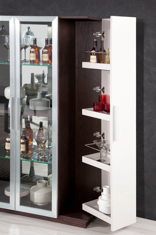 Union Modern Brown Oak with Grey Gloss Wine Cabinet