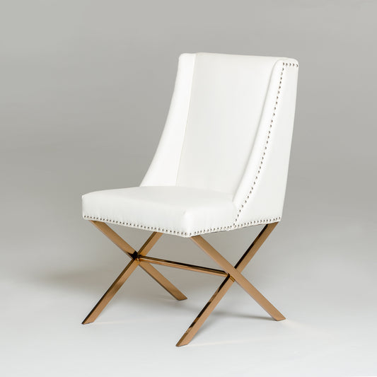 Modrest Alexia Modern White and Rosegold Dining Chair