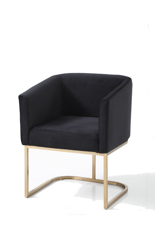 Modrest Yukon Modern Black Velvet and Gold Dining Chair