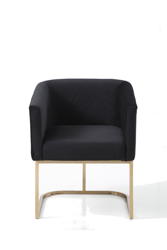 Modrest Yukon Modern Black Velvet and Gold Dining Chair