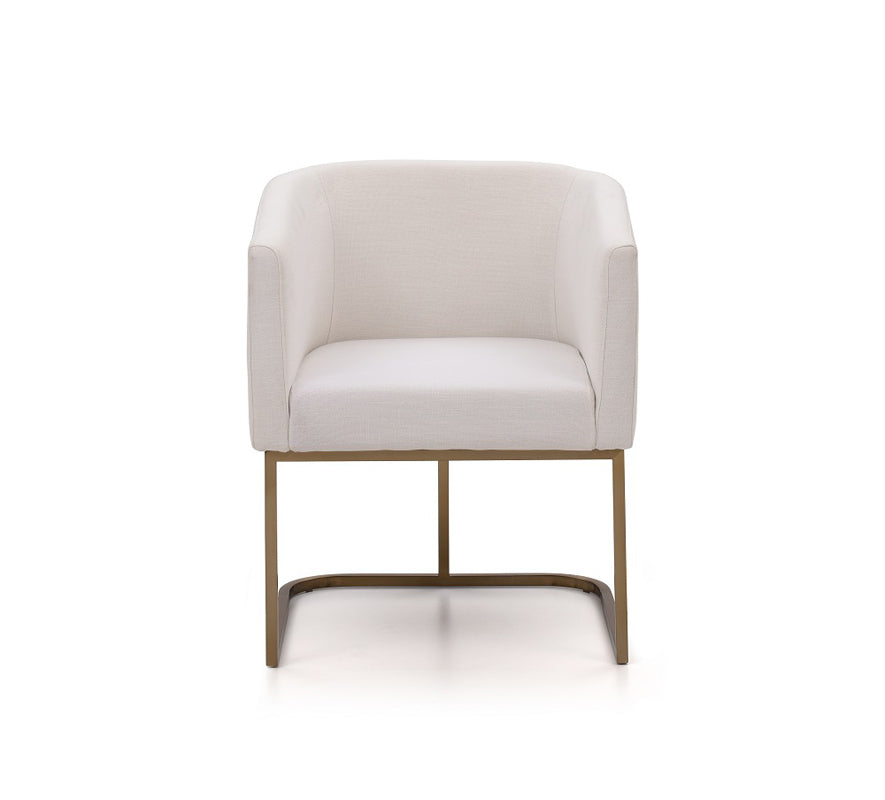 Modrest Yukon Modern White Fabric and Antique Brass Dining Chair