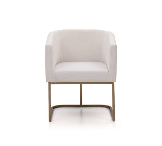 Modrest Yukon Modern White Fabric and Antique Brass Dining Chair