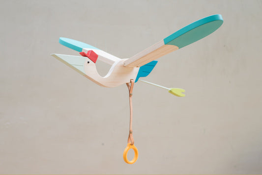 Eguchi Toys Bird Mobile Medium, Blue – hanging with the pull ring