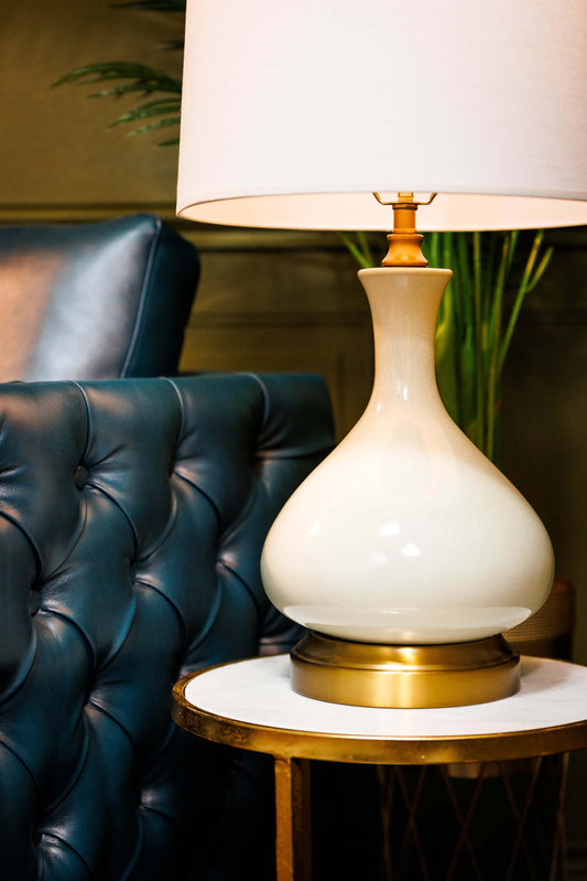 Modern Lantern Bartlett cordless lamp in Ivory on Antique Brass