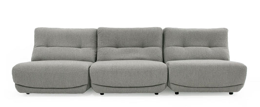 Divani Casa Basil Modern Grey Fabric Large Sofa With 3 Electric Recliners