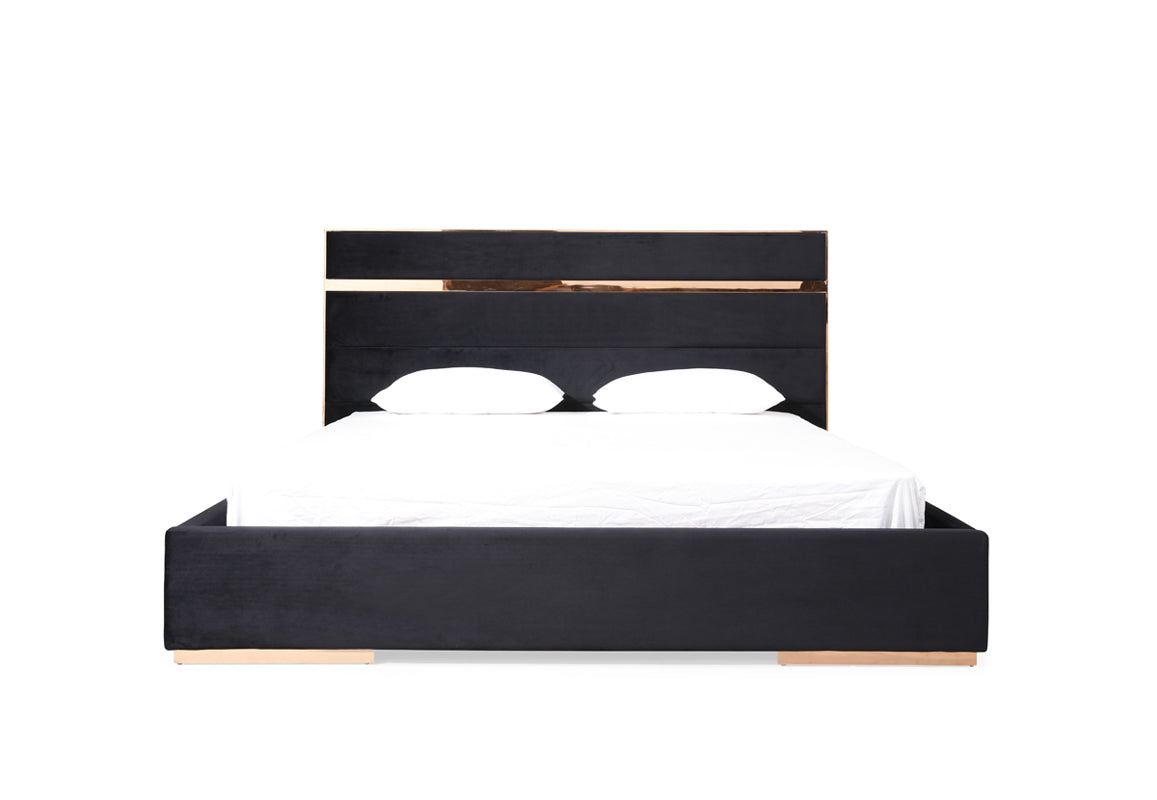 Nova Domus Cartier Modern Black and Rosegold Bedroom Set