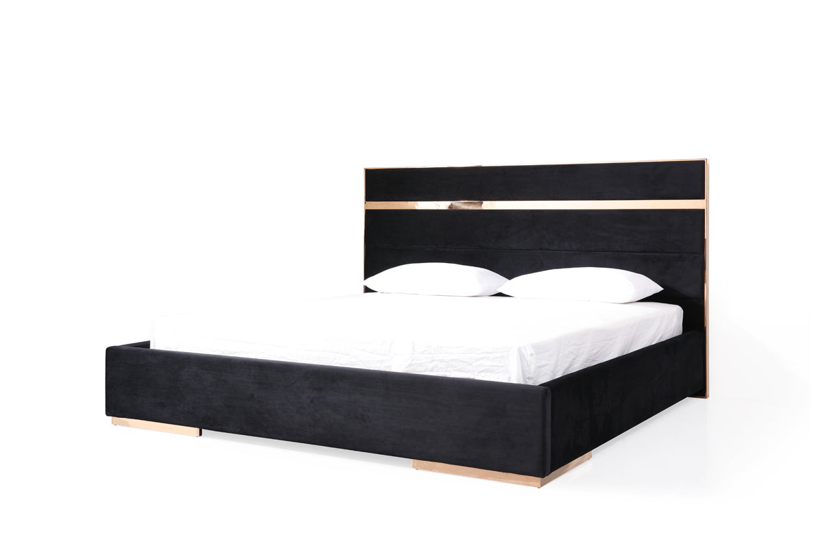 Nova Domus Cartier Modern Black and Rosegold Bedroom Set