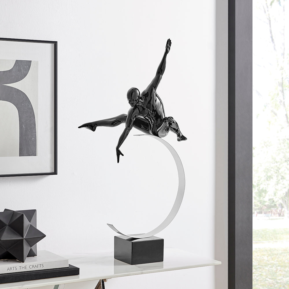 Dynamic Man Sculpture Black by Finesse Decor