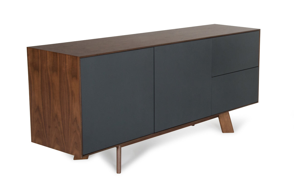 Modrest Weylyn Mid-Century Charcoal Grey and Walnut Buffet