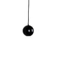 Modern black Innermost Boule globe light, adjustable length pendant for high ceilings in commercial lobbies. 