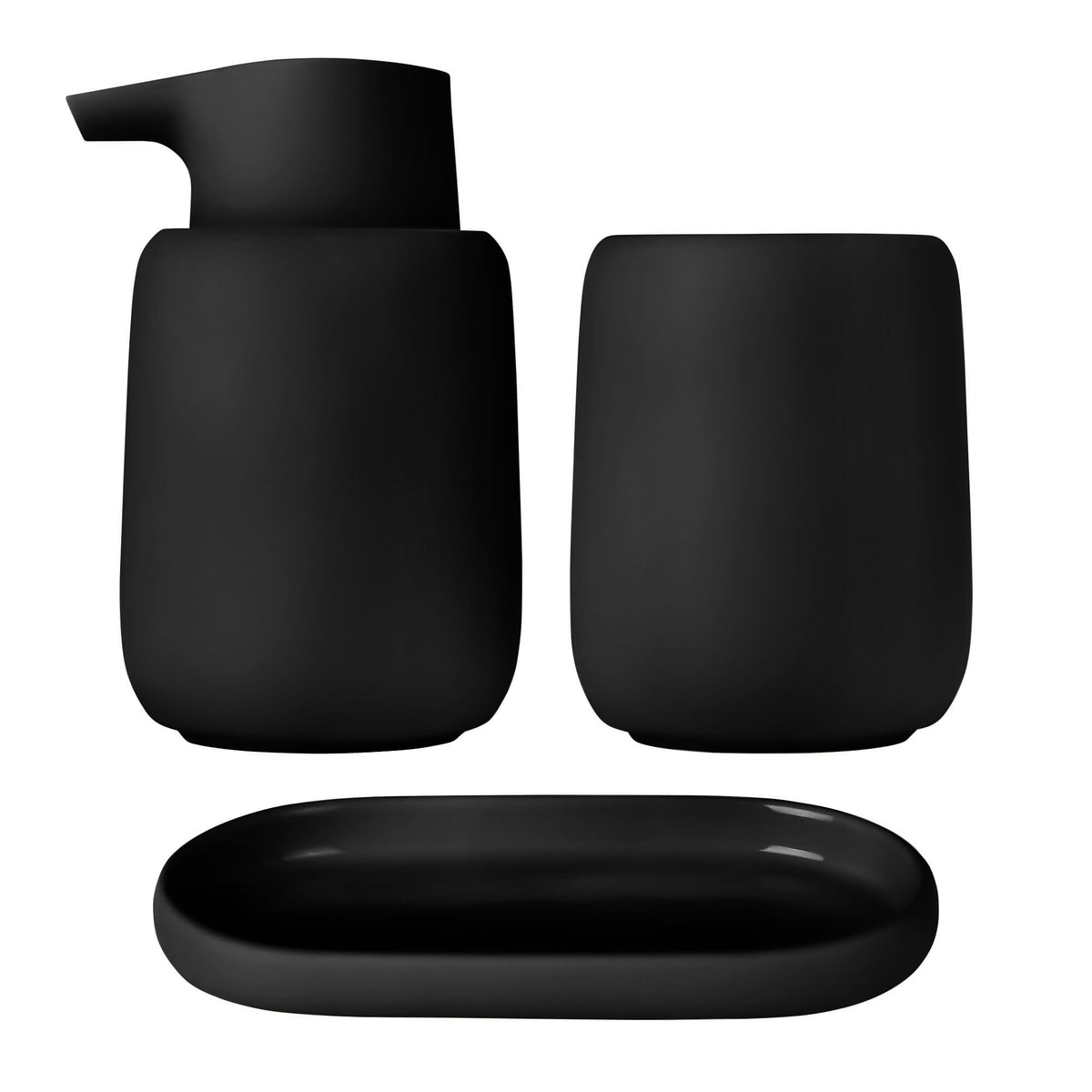 blomus SONO 3-Piece Bathroom Accessory Set – Black bathroom set, product photo