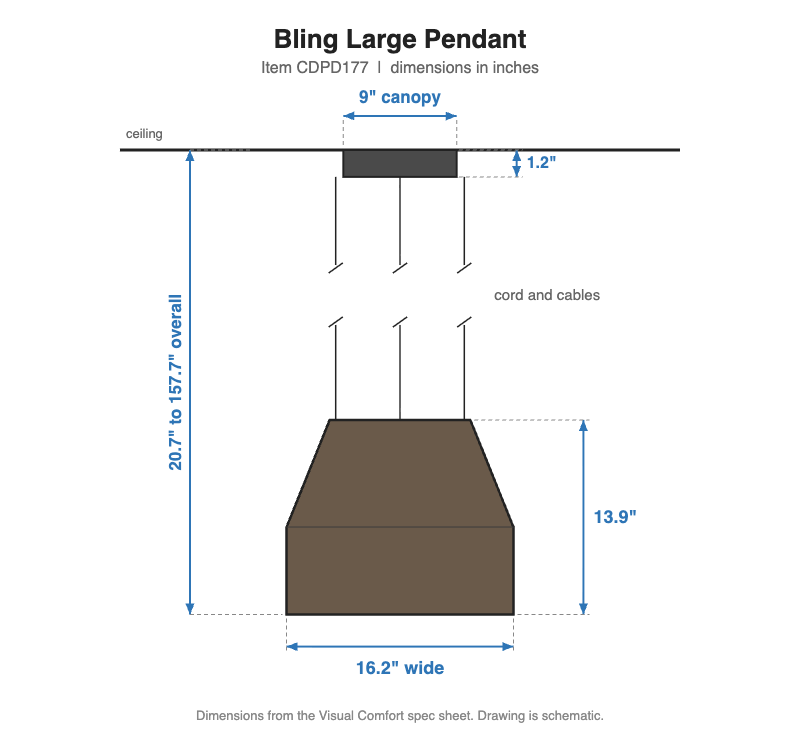 Visual Comfort Bling Large Pendant – view 2
