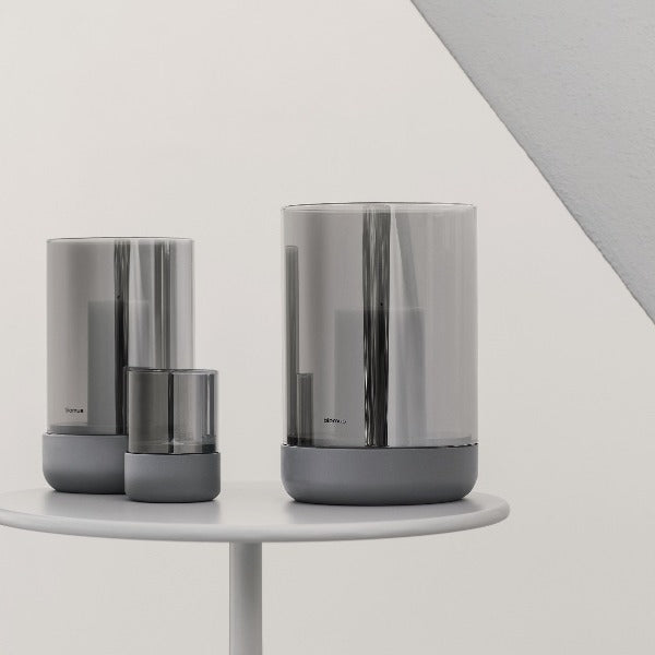 blomus Calma Hurricane Lamp Medium, Lily White Clear Glass