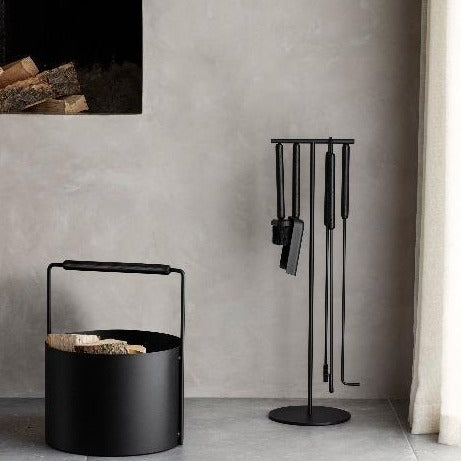 blomus Ashi Fireplace Tool Set 5-Piece Black Handle
