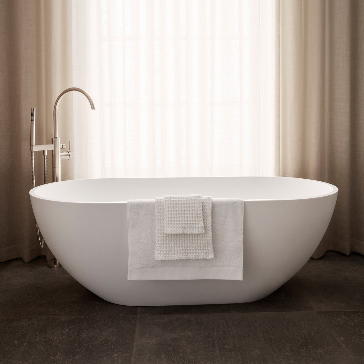 blomus CARO Waffle Weave Cotton Hand Towel XL – CARO XL hand towel styled with blomus RIVA