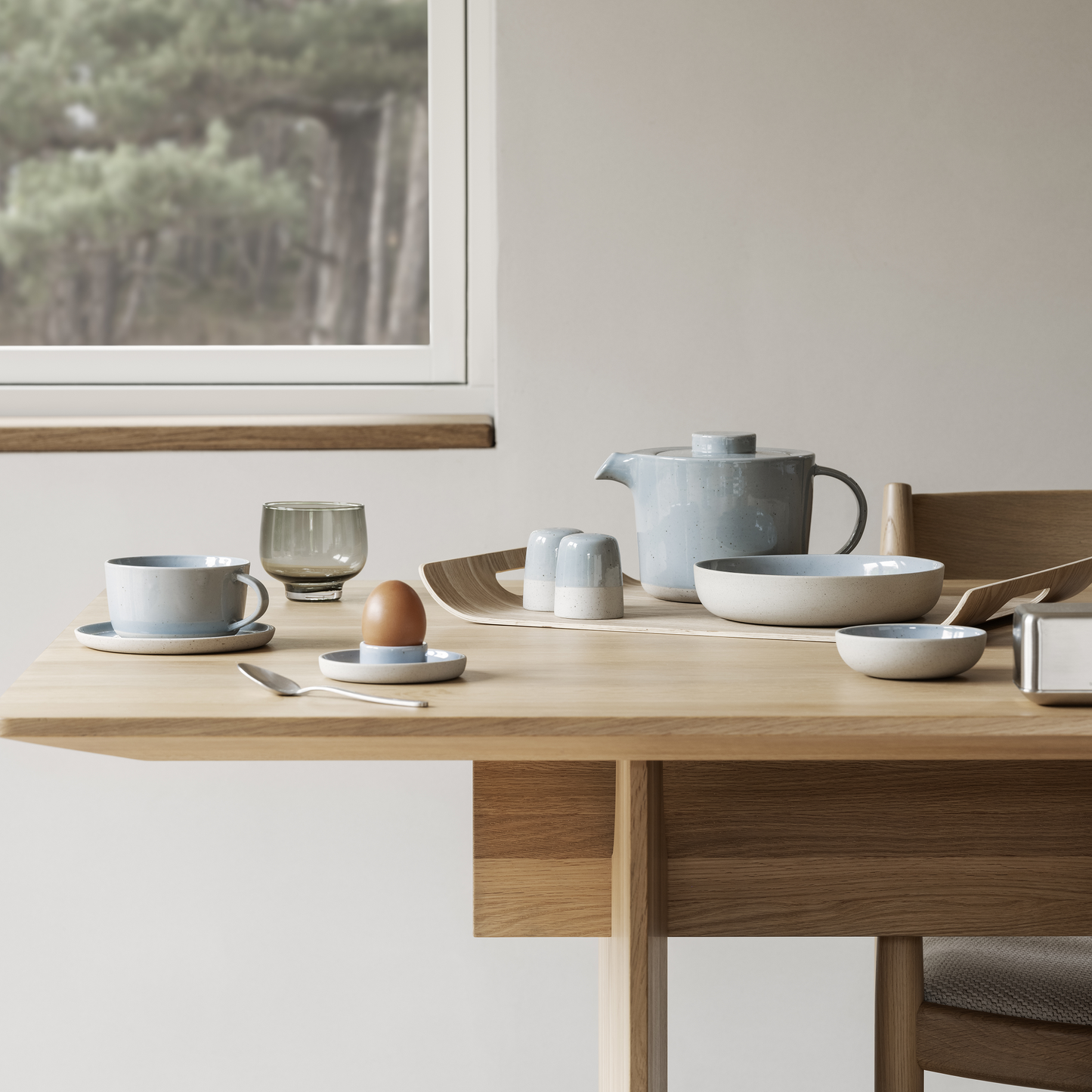 blomus Ceramic Stoneware Teapot with Filter 1L Sablo Cloud Grey Undertones