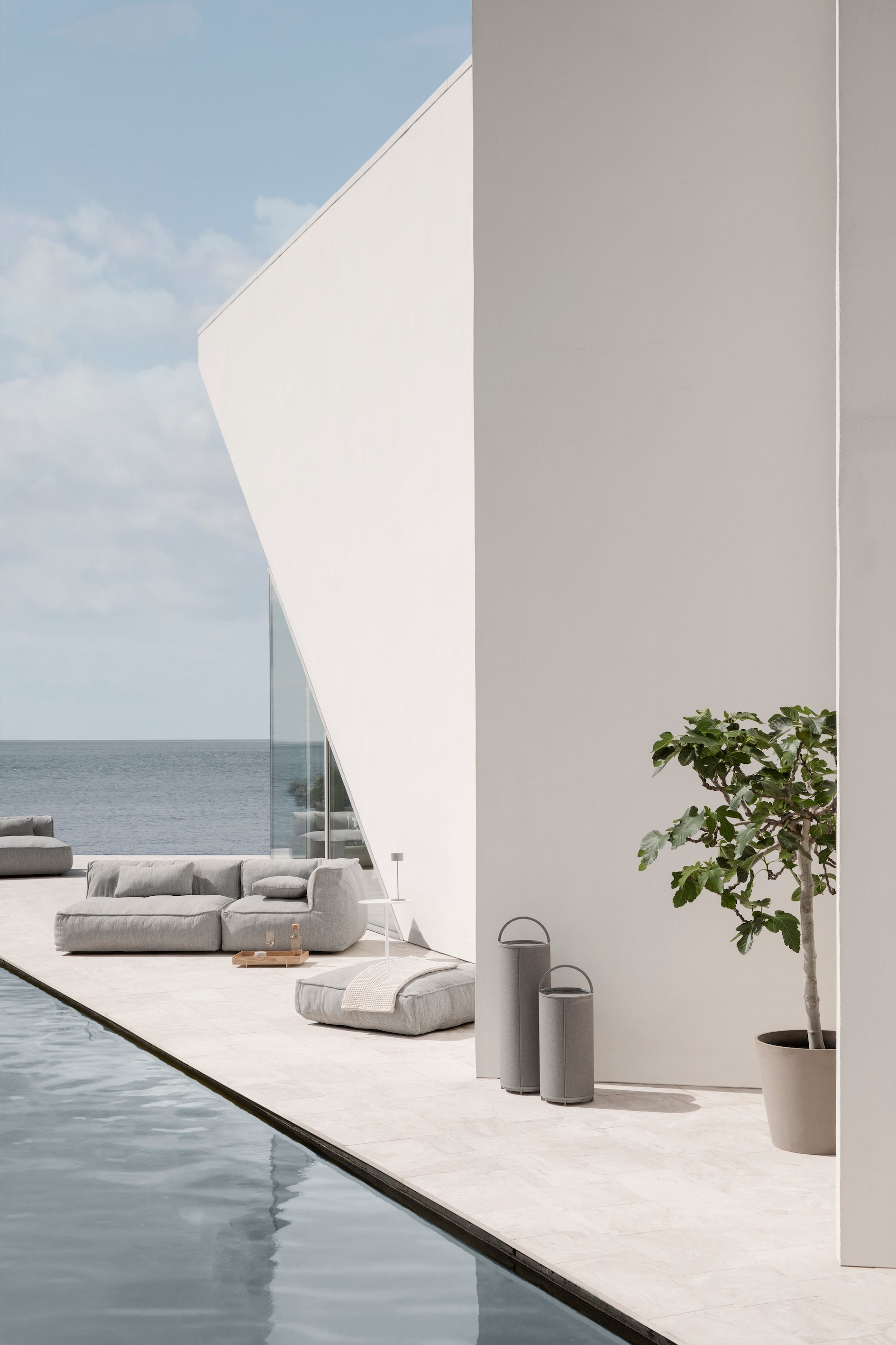 blomus Grow Cushions For Outdoor Patio Furniture 23.6 x 9.9, Cloud Color