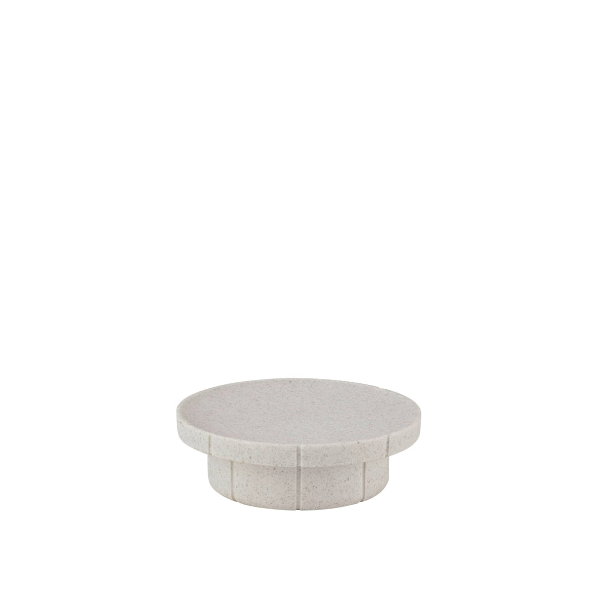 blomus KUA Round Fluted Soap Dish & Vanity Tray – Moonbeam round tray, product photo