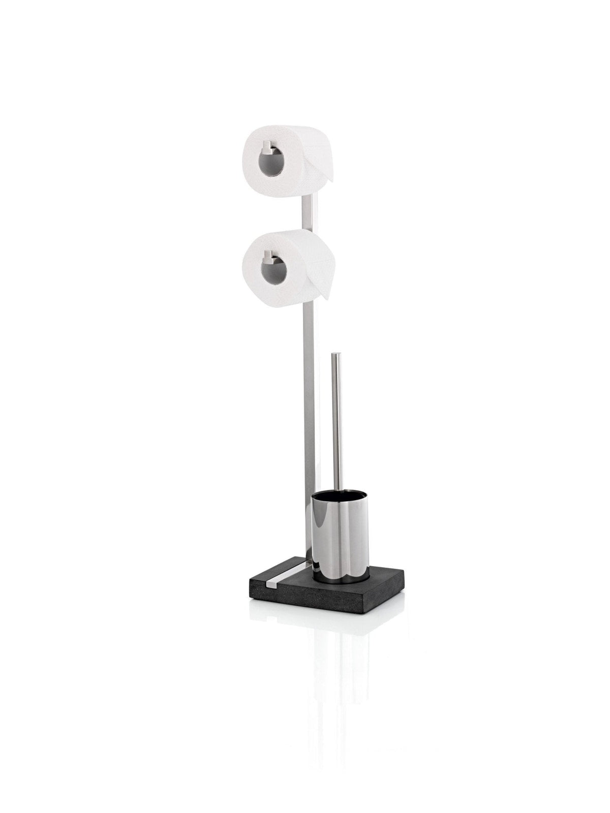 blomus MENOTO 2-Roll Toilet Butler with Brush – Polished Stainless Steel toilet butler, product photo