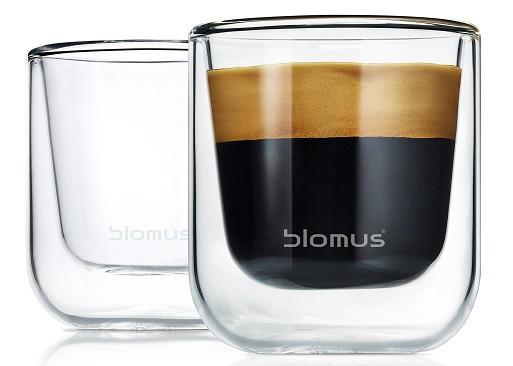 blomus NERO Double-Wall Glasses, Set of 2, 3 Sizes – NERO double-wall glasses in a styled setting (1)