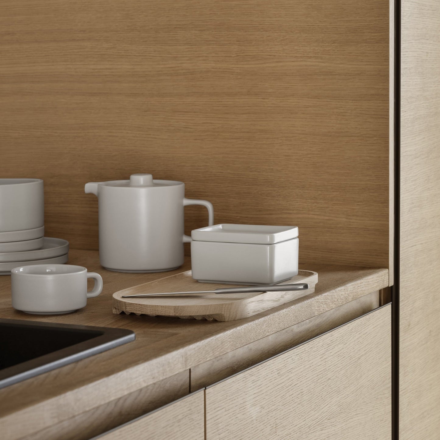 blomus Pilar Butter Dish, Condiment Or Snack Server Mirage Grey