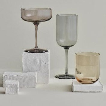 blomus Fuum Champagne Saucer Glasses 10 oz Smoke Set of 4