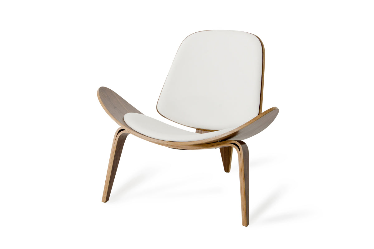 Modrest Warren Mid-Century White and Walnut Accent Chair