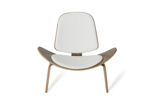 Modrest Warren Mid-Century White and Walnut Accent Chair