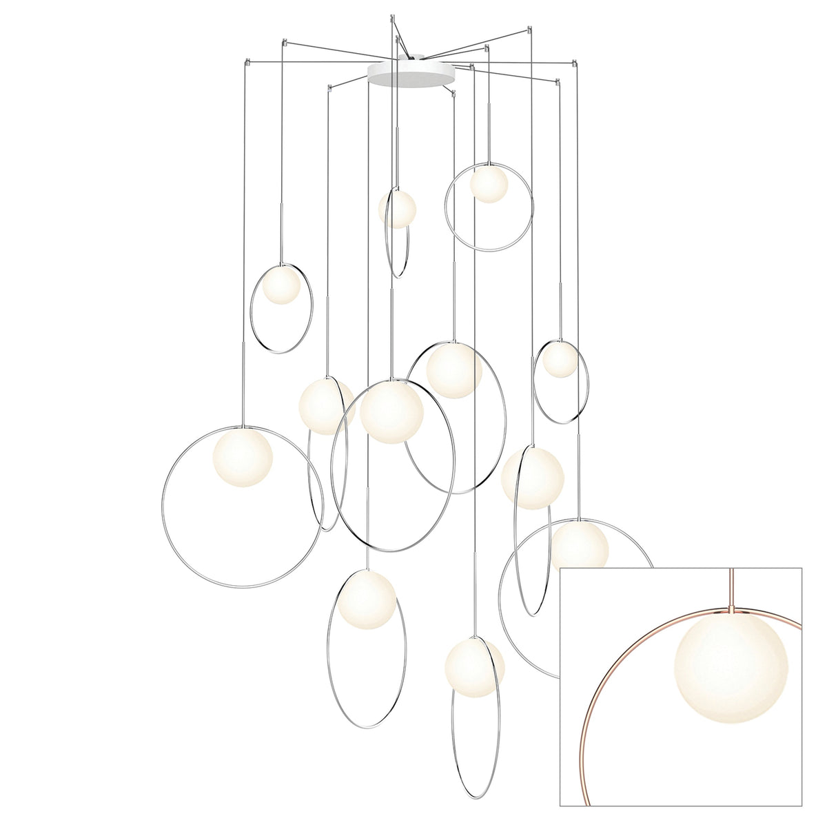 Pablo Designs Bola Halo Multi-Light chandelier – 12 Lights, Rose Gold rings