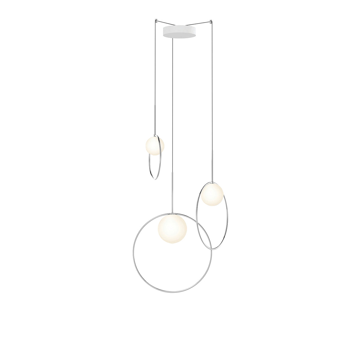 Pablo Designs Bola Halo Multi-Light LED chandelier with mirrored rings