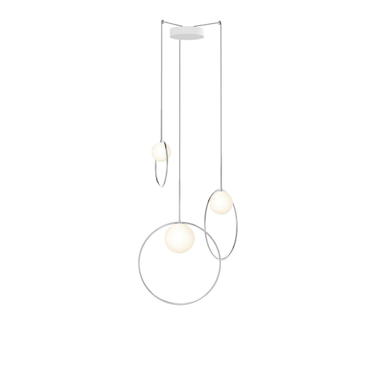 Pablo Designs Bola Halo Multi-Light LED chandelier with mirrored rings