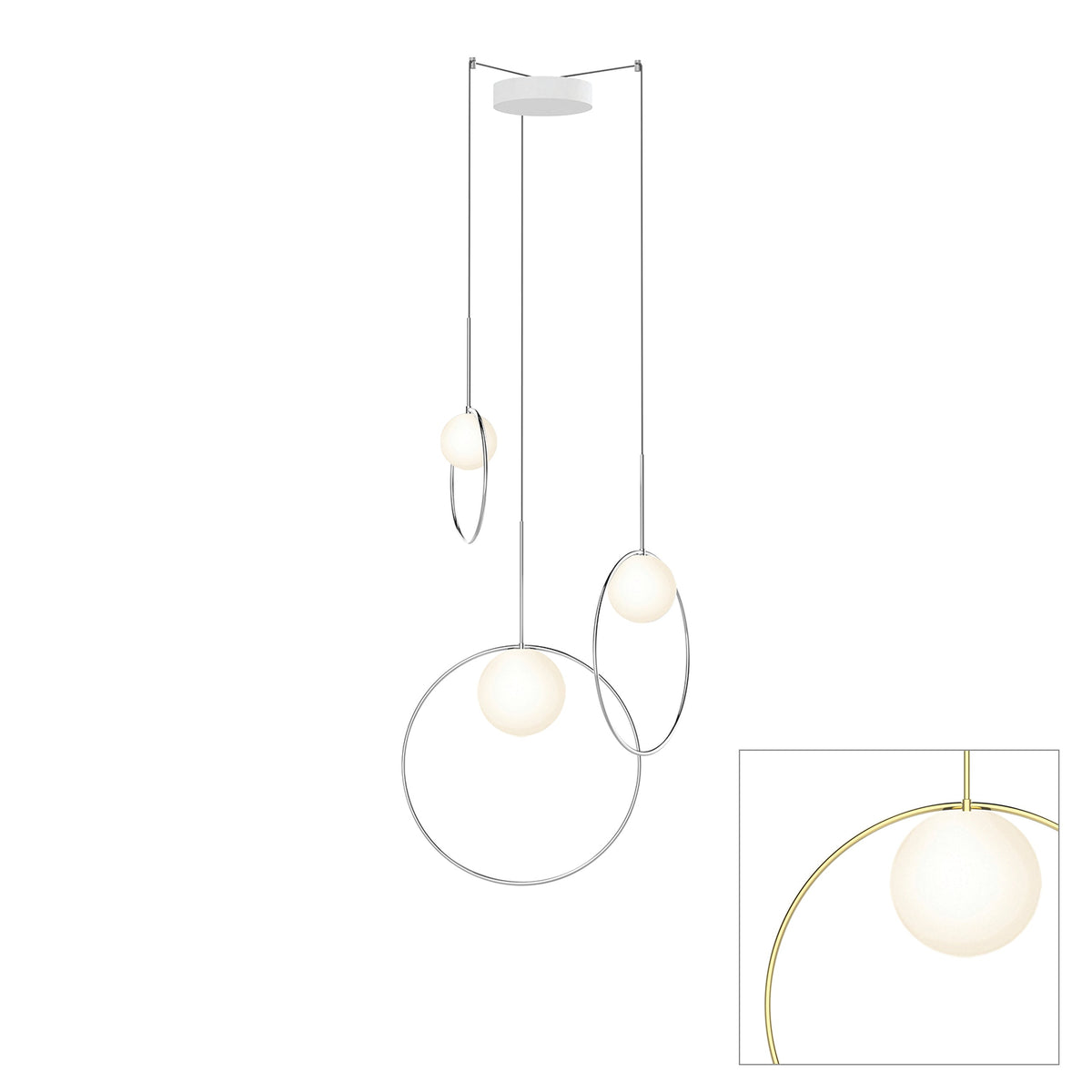 Pablo Designs Bola Halo Multi-Light LED chandelier with mirrored rings – view 2