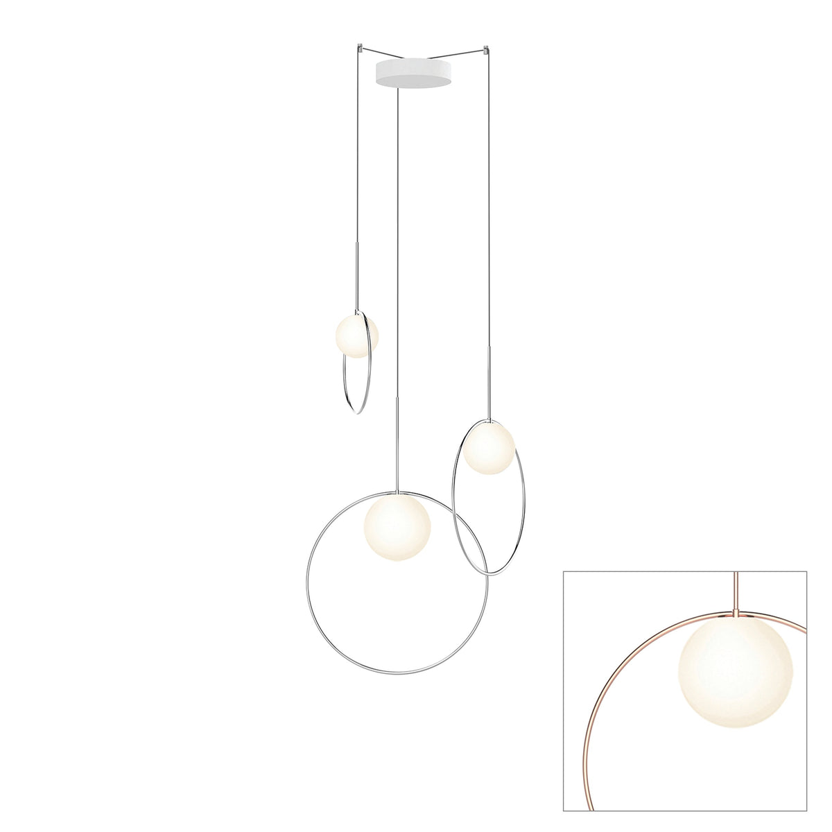 Pablo Designs Bola Halo Multi-Light LED chandelier with mirrored rings – view 3