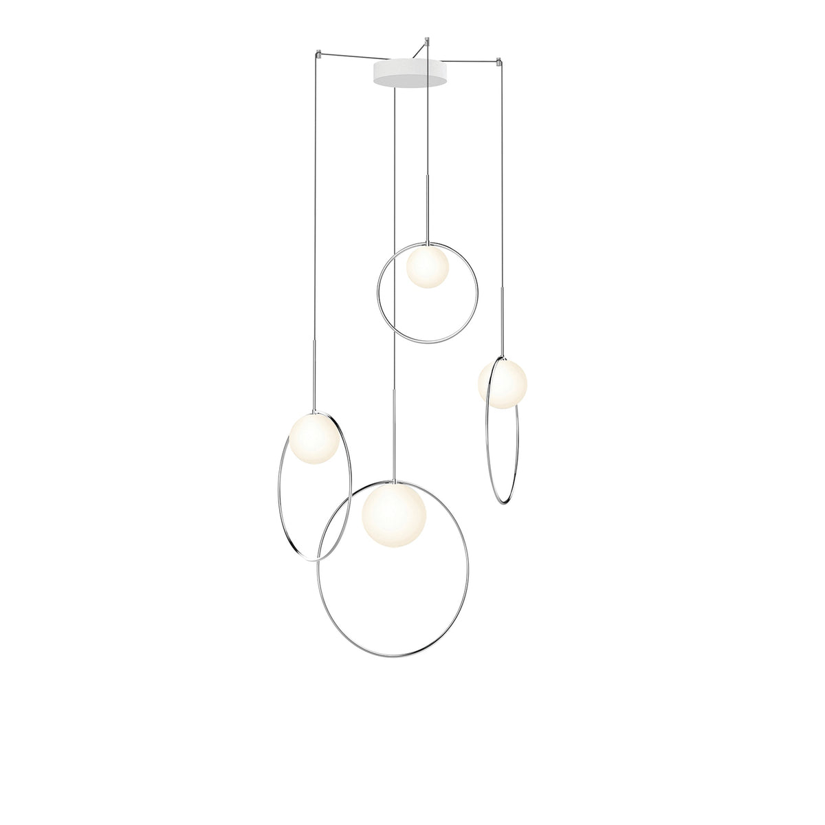Pablo Designs Bola Halo Multi-Light chandelier – 4 Lights, Chrome rings